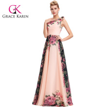 Грейс Карин одно плечо цветочным узором Цветочный Принт шифон длинные платья невесты CL7504